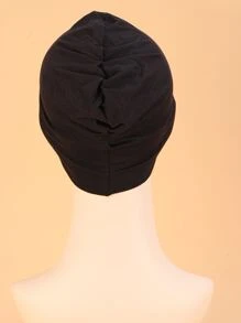 Simple Solid Hat Bonnet Hair Bonnet Turban Sleep Bonnet - Black - View 2