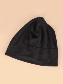 Simple Solid Hat Bonnet Hair Bonnet Turban Sleep Bonnet - Black - View 4