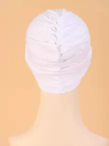 1pc Women Casual Simple Solid Hat Daily Leisure Bonnet Hair Bonnet Turban - White - View 2