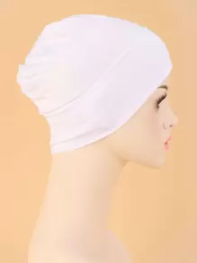 1pc Women Casual Simple Solid Hat Daily Leisure Bonnet Hair Bonnet Turban - White - View 3