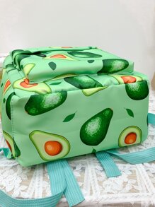 Niñas Mochila clásica con dibujos animados con patrón de aguacate - Verde - Ver 5