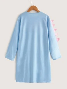 SHEIN Girls Cartoon Graphic Tee Dress - Baby Blue - View 2