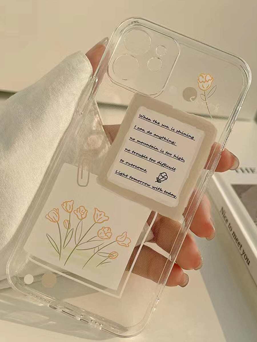 Funda floral transparente para teléfono compatible con iPhone15/15Plus/15Pro/15Promax - Multicolor - Ver 1
