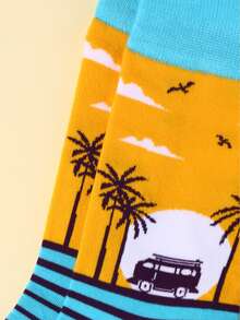 Men Striped Pattern Crew Socks - Multicolor - View 5