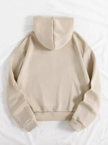 INAWLY Zip Up Drawstring Thermal Hoodie - Apricot - View 2
