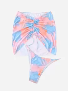 Swim Mod Plus Size Tie Dye Bikini Bottom With Beach Skirt Summer - Multicolor - View 3