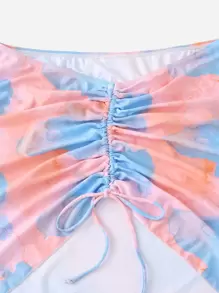 Swim Mod Plus Size Tie Dye Bikini Bottom With Beach Skirt Summer - Multicolor - View 4