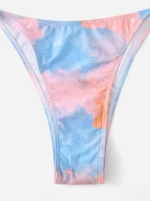 Swim Mod Plus Size Tie Dye Bikini Bottom With Beach Skirt Summer - Multicolor - View 5