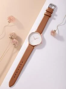 LUCKYFOX 圆形指针石英表作为返校学生的礼物 - 棕色 - 查看 4