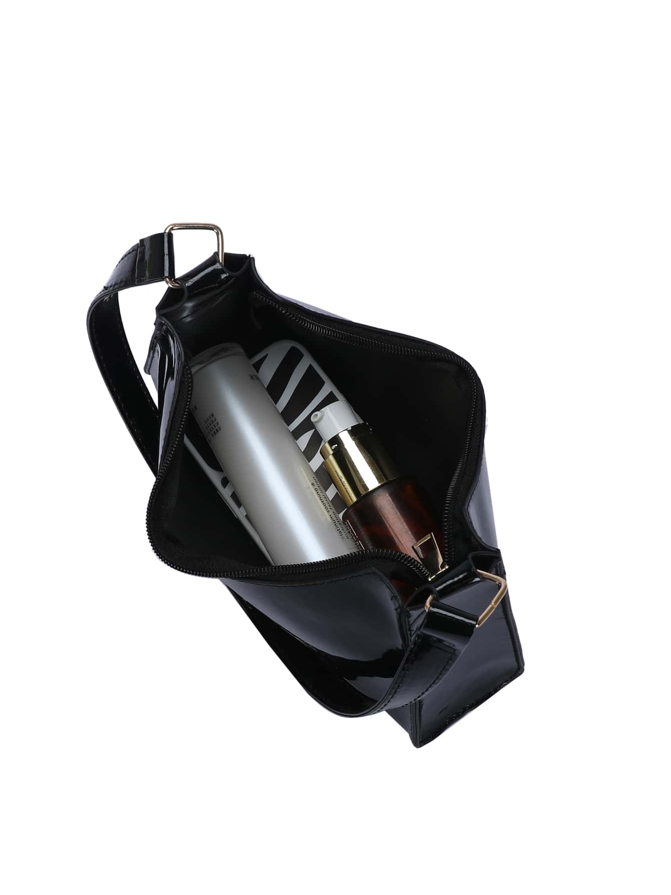 Lightweight,Business Casual Artificial Patent Leather Bag For Teen Girls Women College Students,Rookies & White-Collar Workers Perfect For Office,College,Work ,Business,Commute,Outdoors, Travel, Outings - Black - View 3