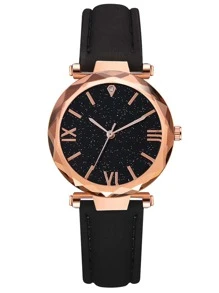 Reloj cuarzo puntero redondo con diamante de imitación - Oro rosa - Ver 2