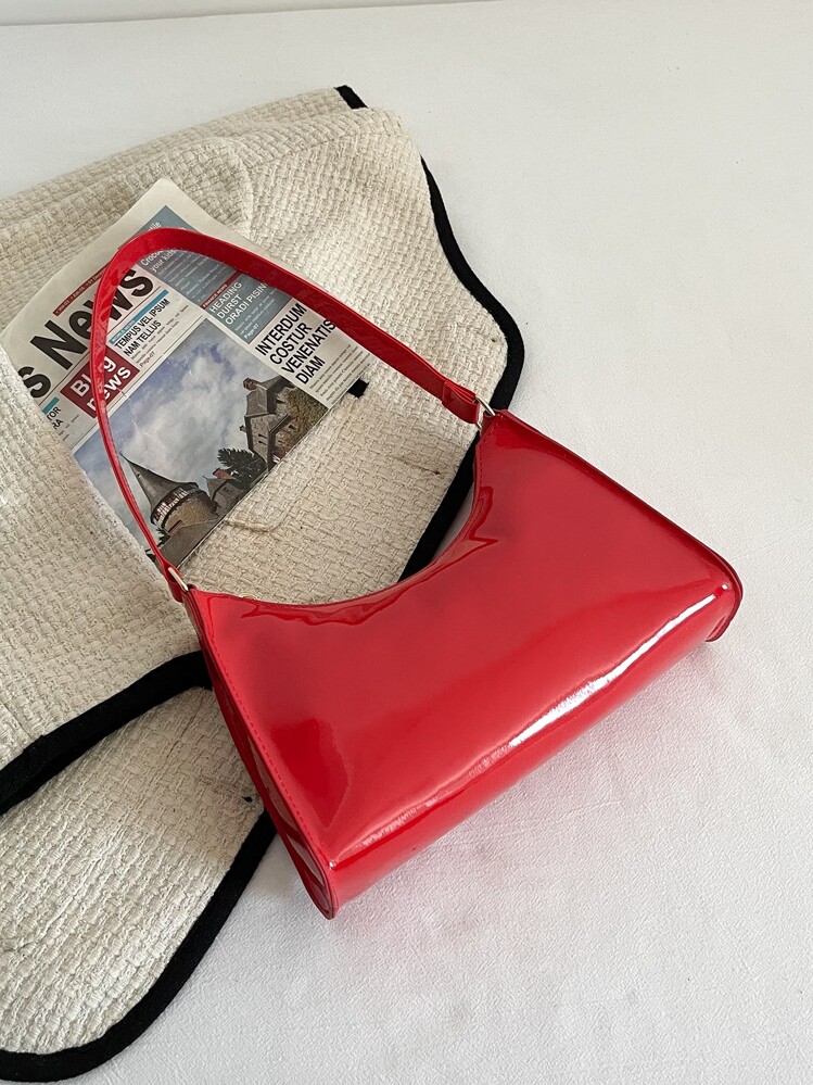 人造漆皮法棍包 - 紅色 - 查看 5