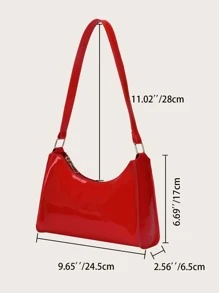 Artificial Patent Leather Bag - Red - View 3