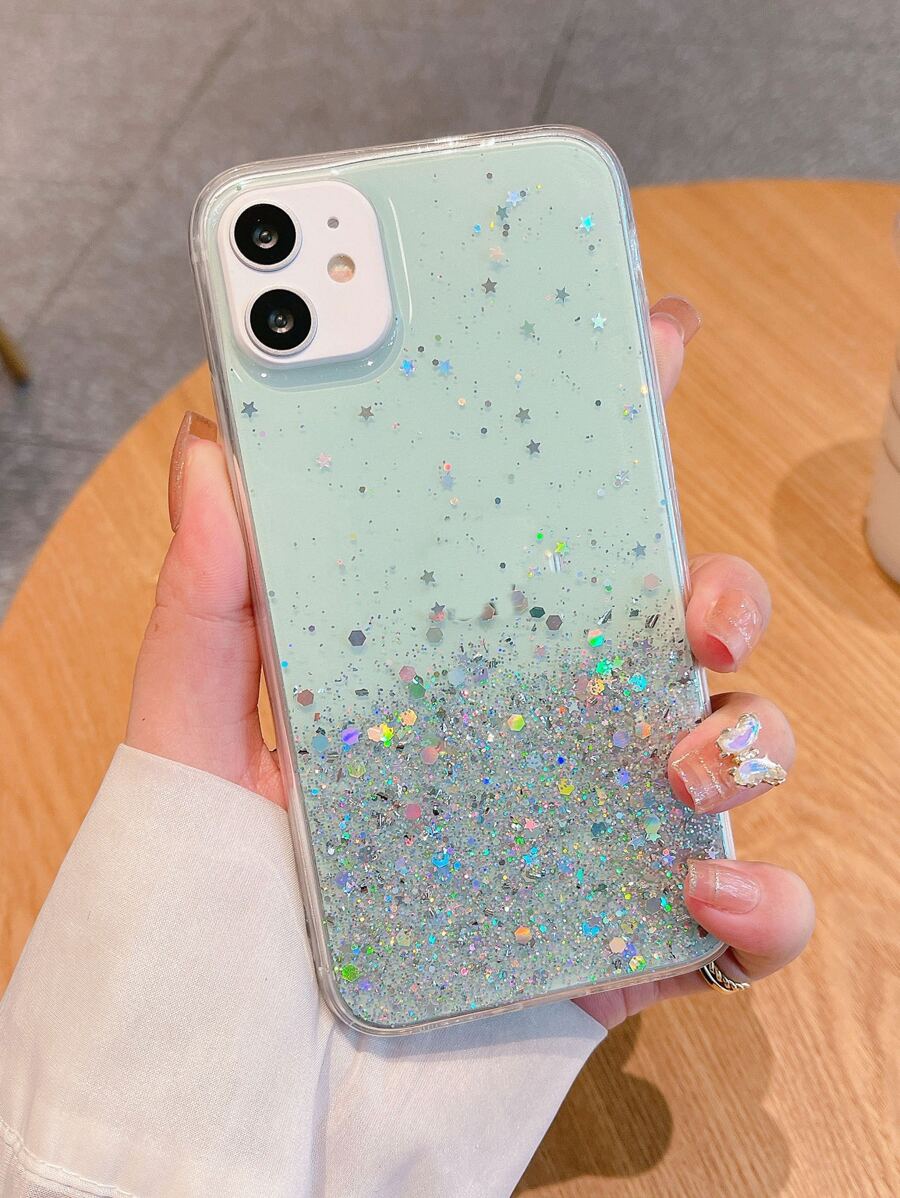 Sequin Decor Phone Case - Green - View 1