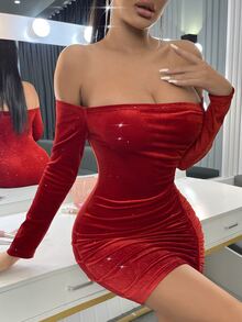 Đầm Dây kéo màu trơn Hấp dẫn - Đỏ - Xem 5