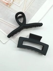 2pcs Large Hair Claw Casual Claw Clips Hair Clips Hair Jaw Clip Hair Clamps Hair Clutch Hair Catcher Clip, School Stuff, College Fall Winter Hair Accessories For Women For Vacation Outfits Woman - Black - View 1
