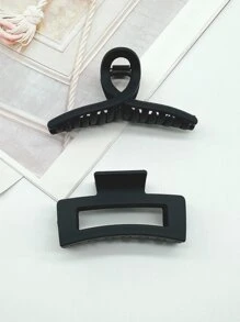 2pcs Large Hair Claw Casual Claw Clips Hair Clips Hair Jaw Clip Hair Clamps Hair Clutch Hair Catcher Clip, School Stuff, College Fall Winter Hair Accessories For Women For Vacation Outfits Woman - Black - View 2