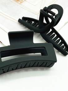 2pcs Large Hair Claw Casual Claw Clips Hair Clips Hair Jaw Clip Hair Clamps Hair Clutch Hair Catcher Clip, School Stuff, College Fall Winter Hair Accessories For Women For Vacation Outfits Woman - Black - View 3