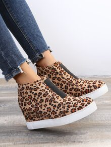Leopard Pattern Wedge Boots - Multicolor - View 3