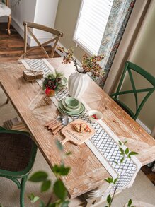 1pc Tassel Decor Woven Table Runner - Multicolor - View 1