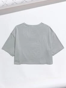 Sun Press Studio Camiseta de hombros caídos con estampado de sol roto - Gris Claro - Ver 2