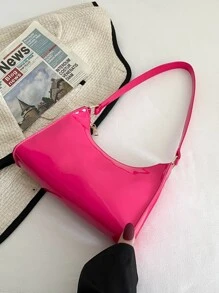 人造漆皮法棍包 - 玫紅色 - 查看 2