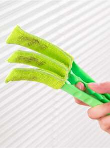 1pc Random Color Microfiber Removable Washable Cleaning Brush Clip Household Duster Window Leaves Blinds Cleaner Brushes Tool - Multicolor - View 3