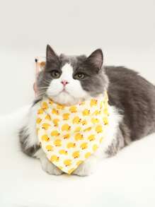 1入組小號/中型狗骨、爪子和鴨子圖案寵物頭巾圍兜 - 查看 2