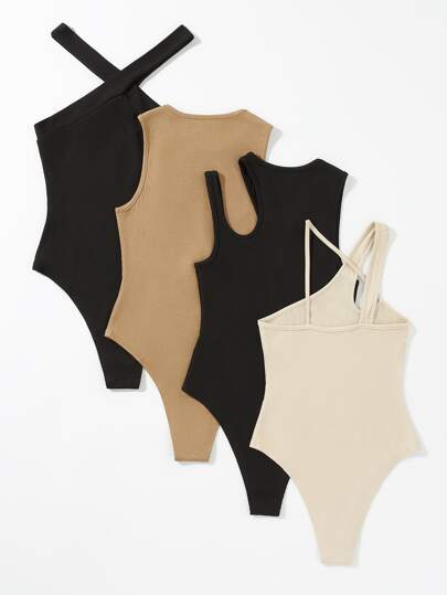 SHEIN Unity 4 piezas Body de cuello asimétrico con abertura