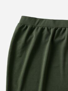 Váy Plus Size Thắt nút Nút phía trước màu trơn Giải trí - xanh quân đội - Xem 3