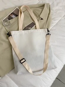 卡通熊裝飾購物包書包適合畢業生、青少年女孩、新生、大二、初中和高中學生、大學和高中，非常適合戶外、旅行和返校 - 白色 - 查看 2