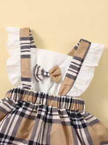 Đầm em bé Nơ Bướm Xù Sọc ca rô Sẵn sàng - Nhiều màu - Xem 3
