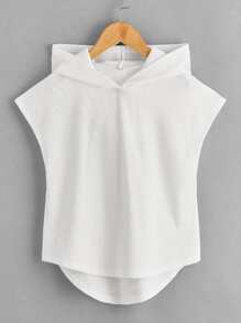 SHEIN Tween Girl High Low Hooded T-Shirt - White - View 10