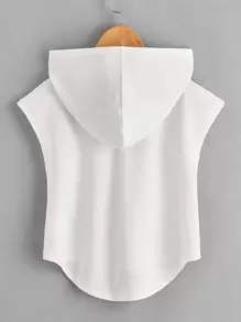 SHEIN Tween Girl High Low Hooded T-Shirt - White - View 5