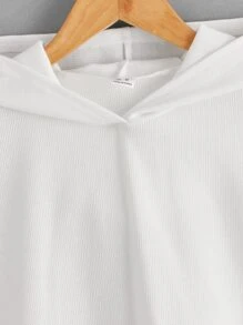 SHEIN Tween Girl High Low Hooded T-Shirt - White - View 3