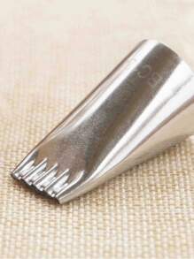 1pc Stainless Steel Piping Nozzle, Simple Noodle Design Piping Tip For Baking - Silver - View 5