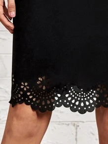 EMERY ROSE Falda cortado láser en abanico de talle alto