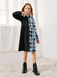 Niñas Vestido con estampado de pata de gallo - Multicolor - Ver 4