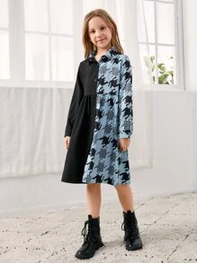 Niñas Vestido con estampado de pata de gallo - Multicolor - Ver 5