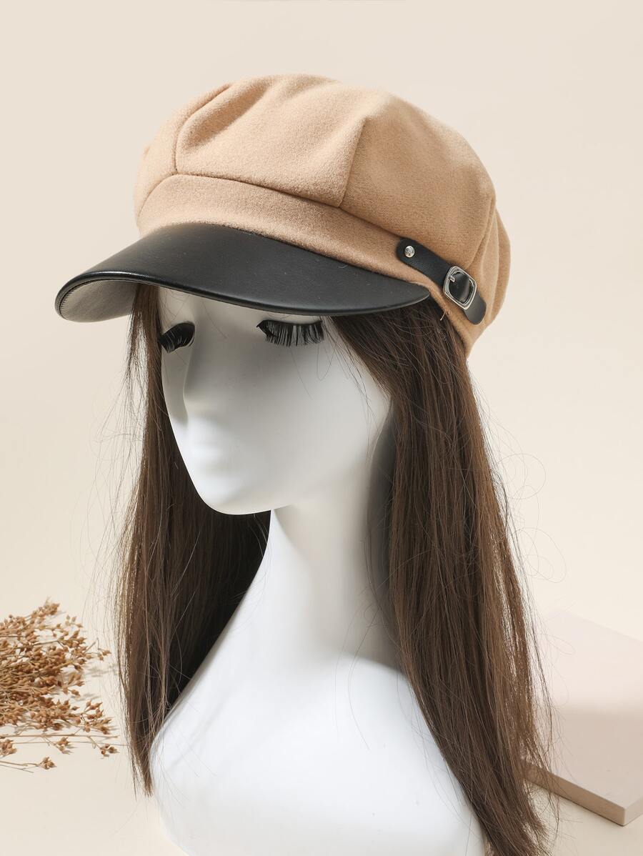 Buckle Detail Baker Boy Cap - Multicolor - View 1