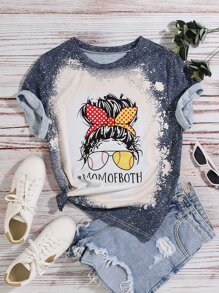 SHEIN LUNE 人物和字母圖案T恤