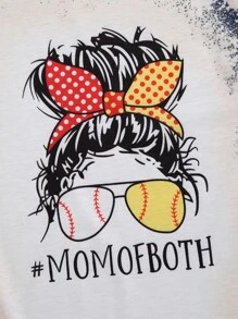 SHEIN LUNE 人物和字母圖案T恤