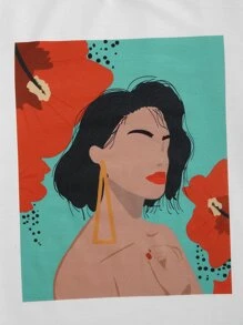 SHEIN Unity Plus Figure Graphic Tee - White - View 3