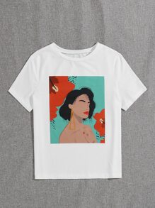 SHEIN Unity Plus Figure Graphic Tee - White - View 4