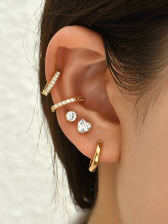 6入組水鑽裝飾耳環銅首飾類