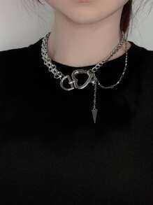 Vòng cổ trang trí trái tim - Bạc - Xem 1