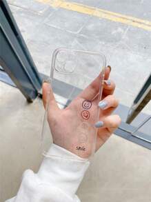 卡通臉透明手機殼 - 無色 - 查看 2