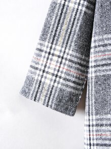 小女童威爾斯親王格紋西裝領雙排釦花呢外套 - 灰色 - 查看 5