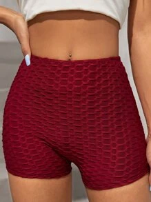 Muchica 蜂窩紋理騎行褲 - 酒紅色 - 查看 4