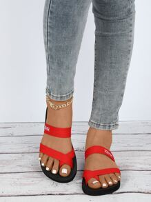 字母圖案人字拖 - 紅色 - 查看 5